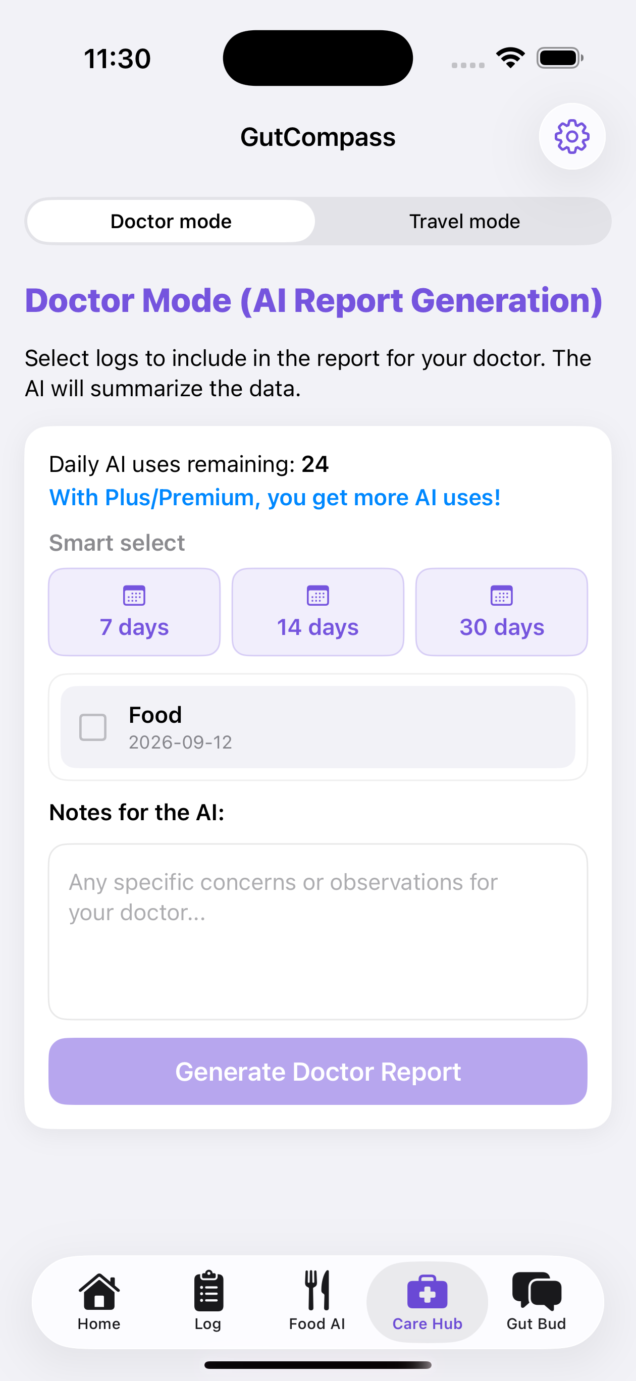 Care Hub doctor report